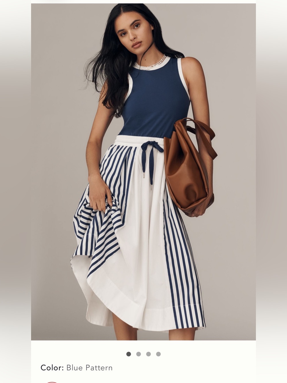 NWT Daily Practice Drawstring Twofer
Midi Dress Striped Navy XSP Anthropologie